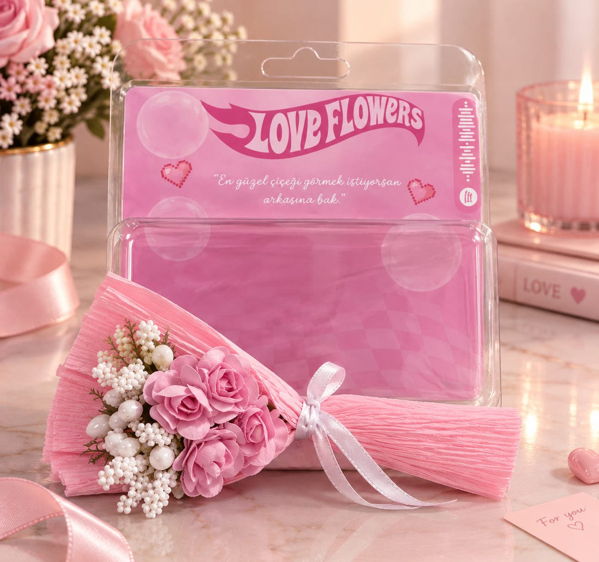 ✨Love Flowers – Romantik Pembe Mini Buket🌸