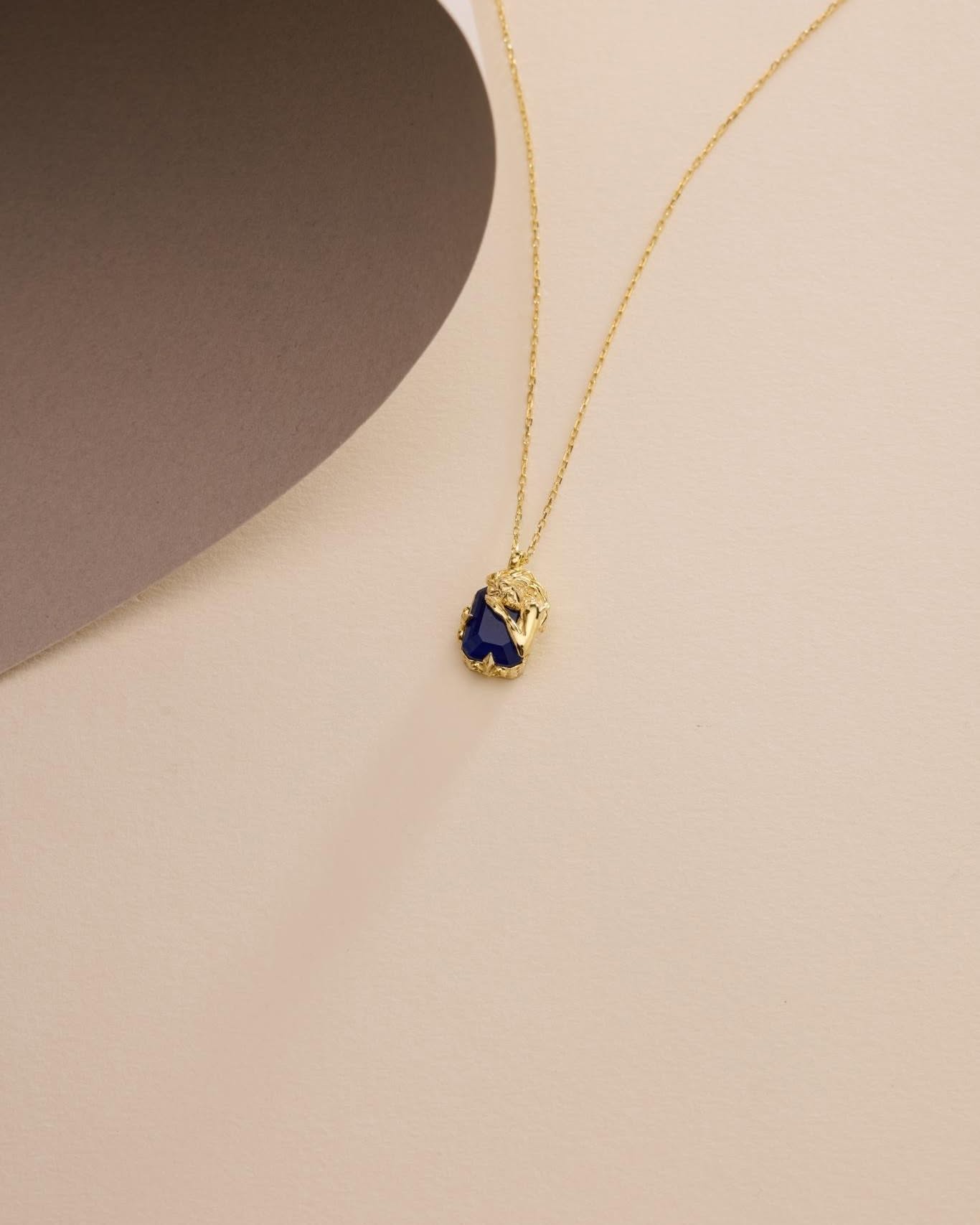 Mavi Taşlı 925 Ayar Gümüş Gold Kaplama – İlham Perisi Kolye